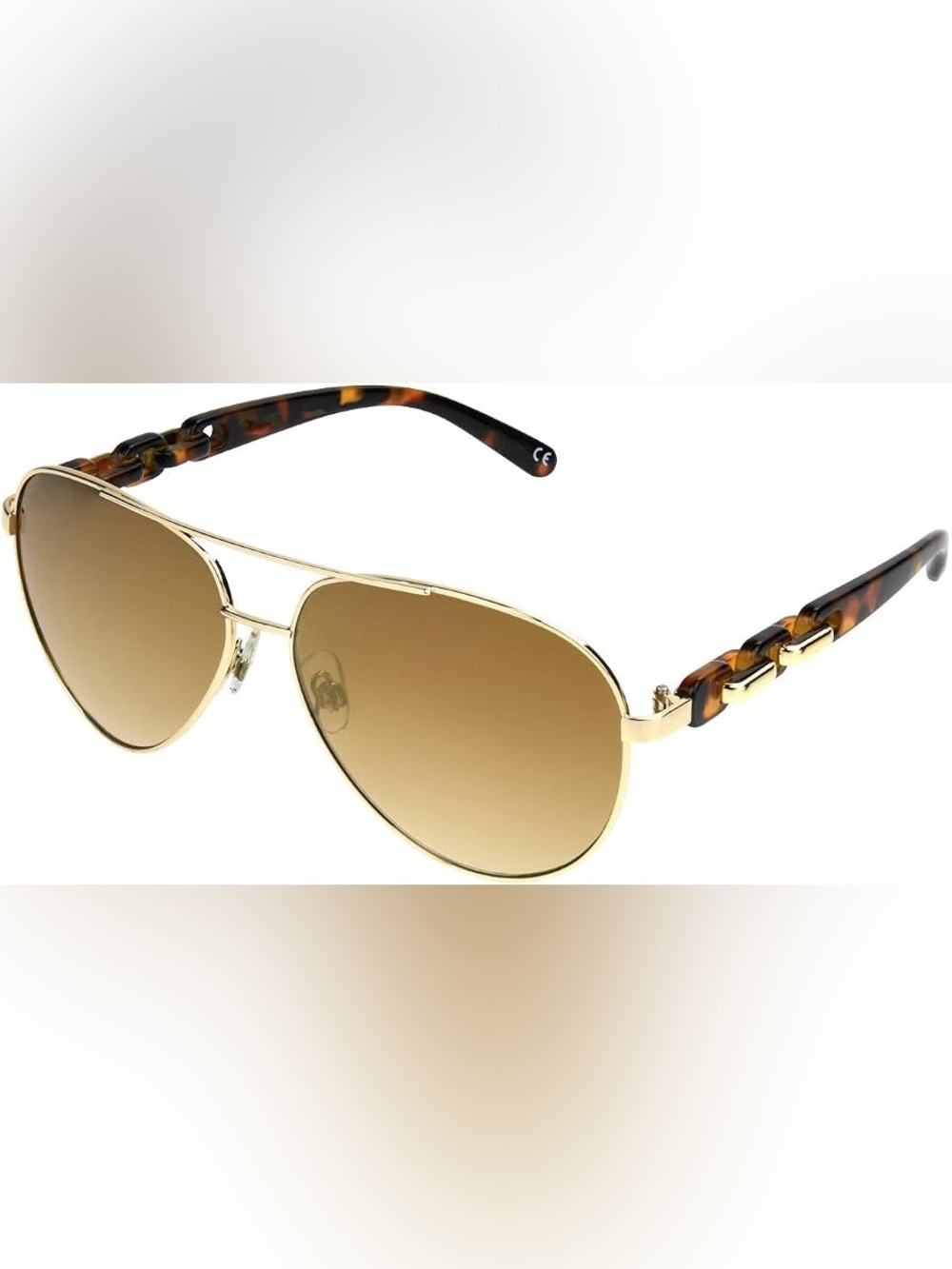 Foster Grant Gold Aviator Sunglasses with Tortoise Chain Temples